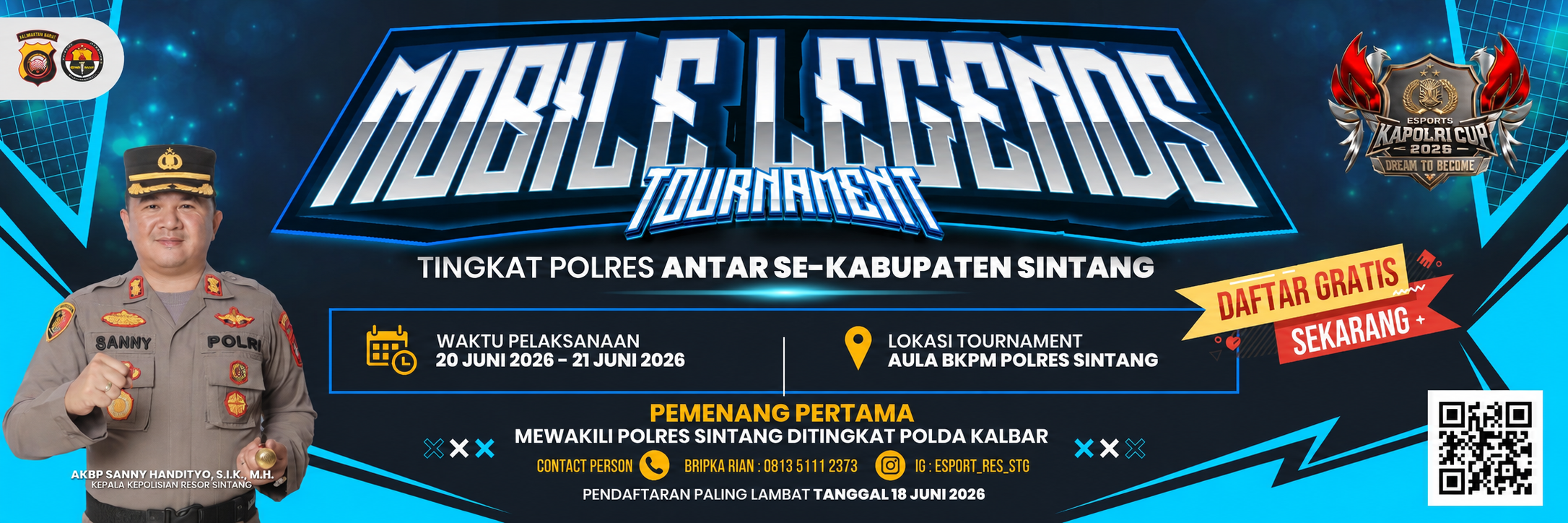 Push Rank Sekalian Bawa Nama Sintang, Kapolres Ajak Gamer Ramaikan E-Sport Kapolri Cup 2026