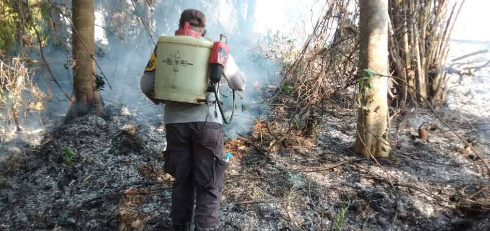 Polsek Ketungau Tengah Padamkan Karhutla di Desa Margahayu, Dua Titik Api Berhasil Ditangani