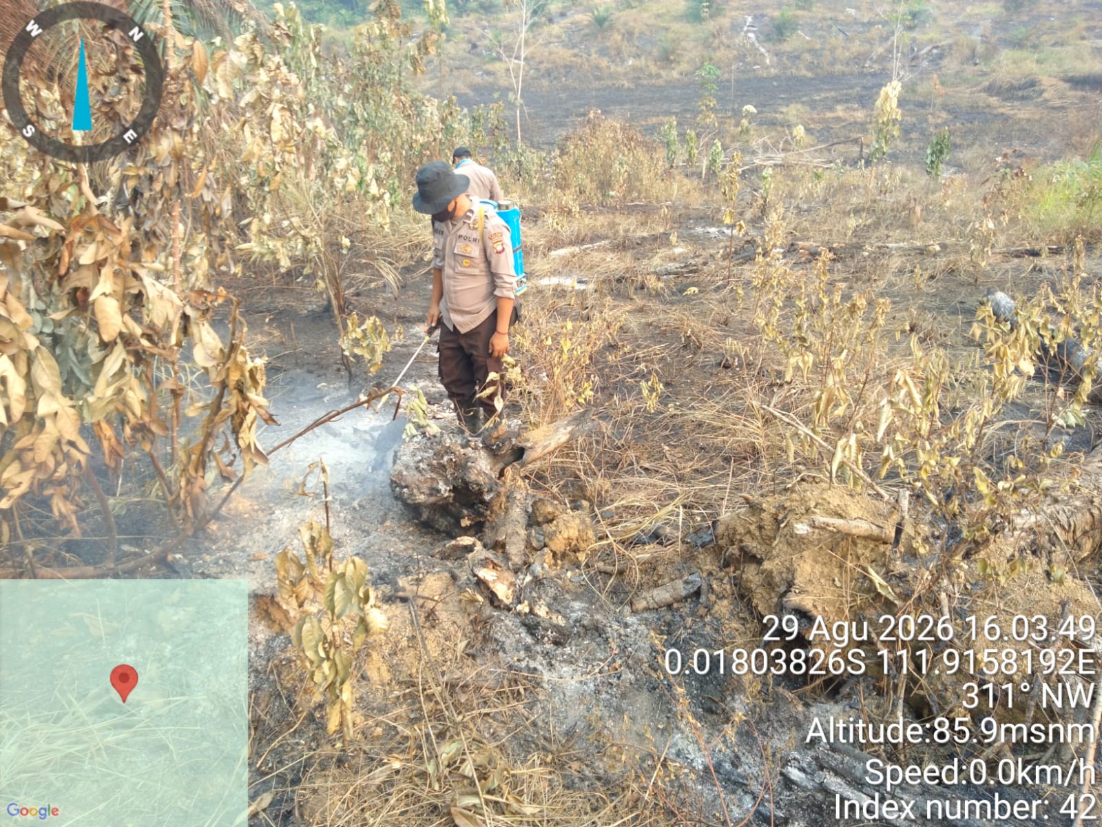 Tiga Titik Hotspot Terdeteksi, Polsek Kayan Hilir Bergerak Cegah Karhutla Meluas