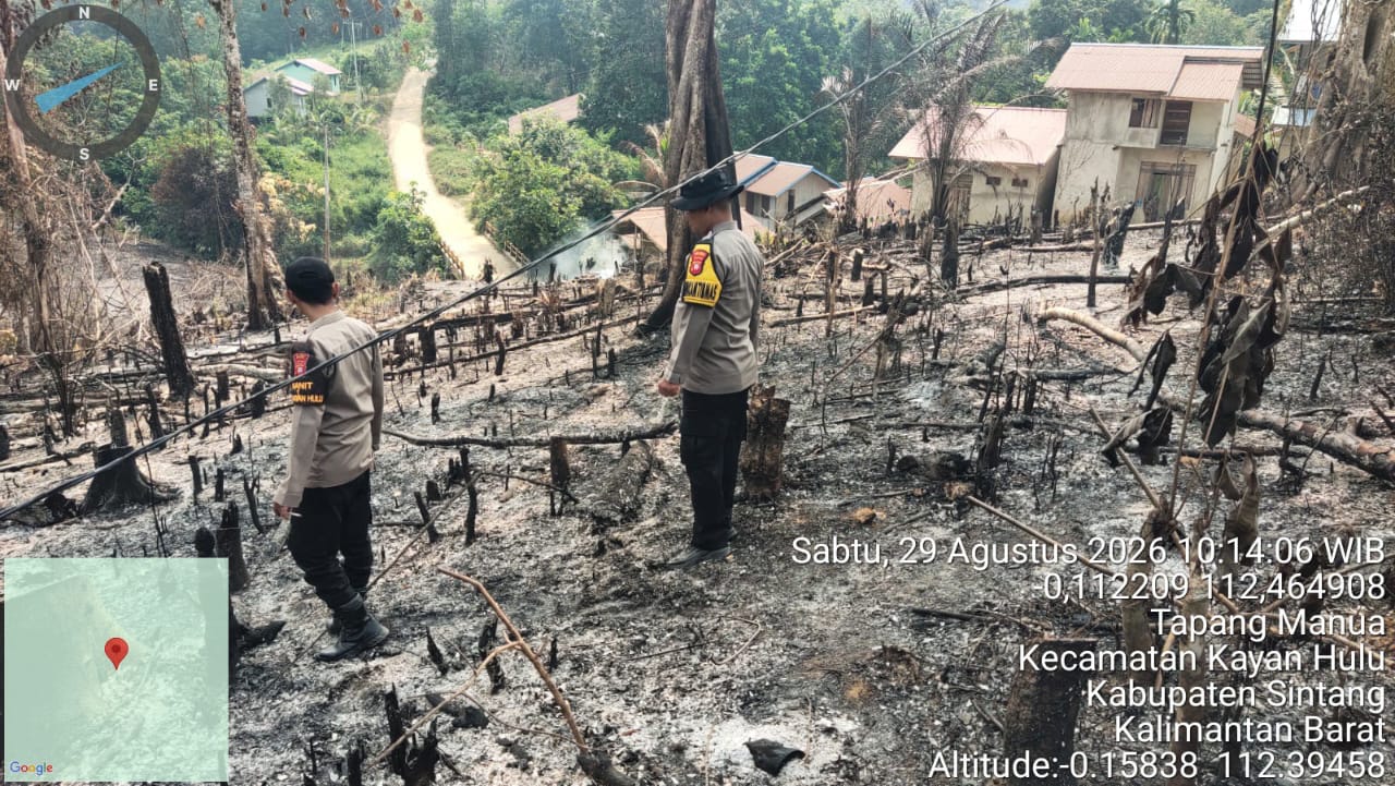 Cegah Api Meluas, Polsek Kayan Hulu Ground Check 9 Titik Hotspot