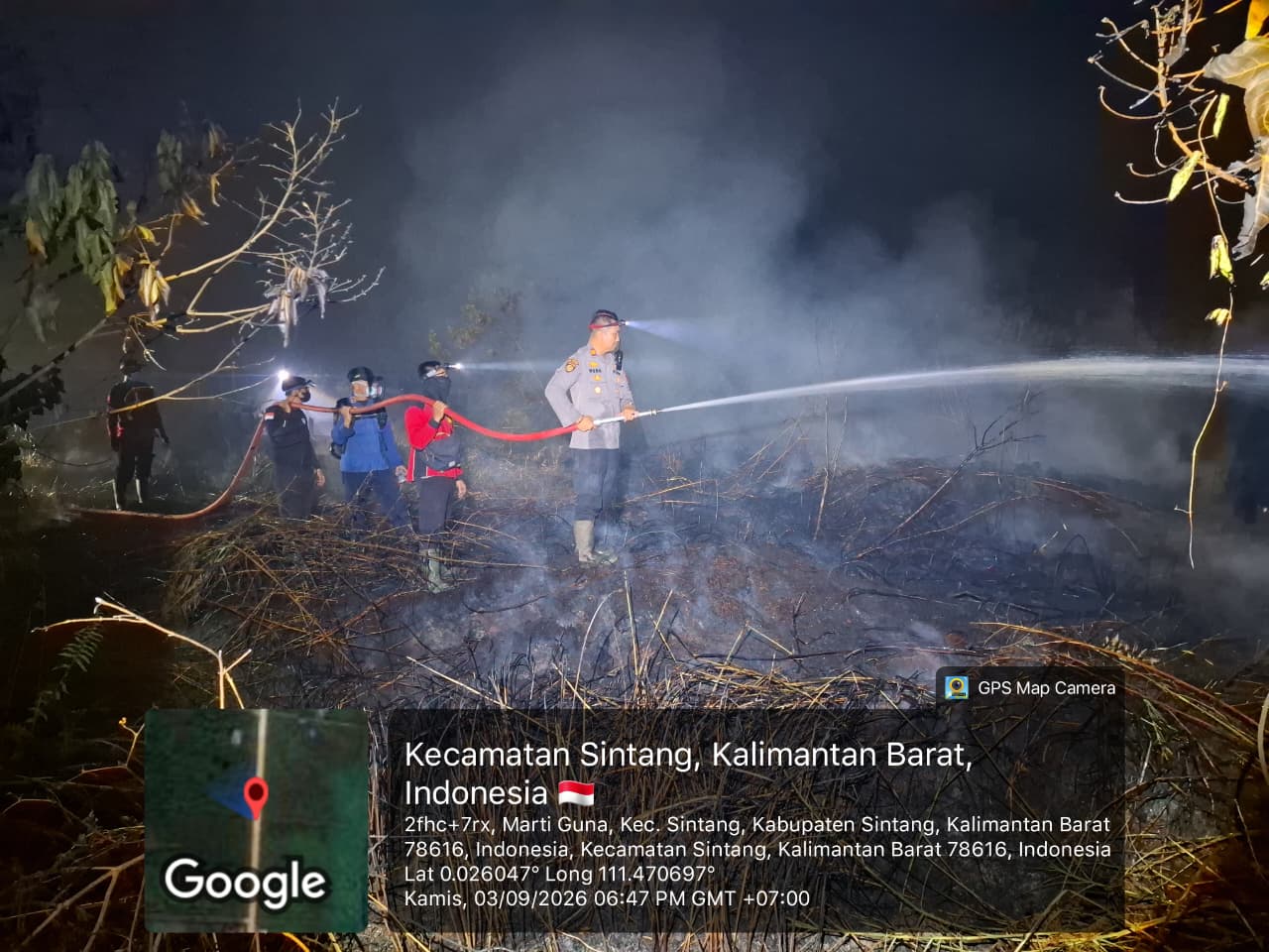 Karhutla di Mertiguna, Polisi dan Damkar Bergerak Padamkan Ap