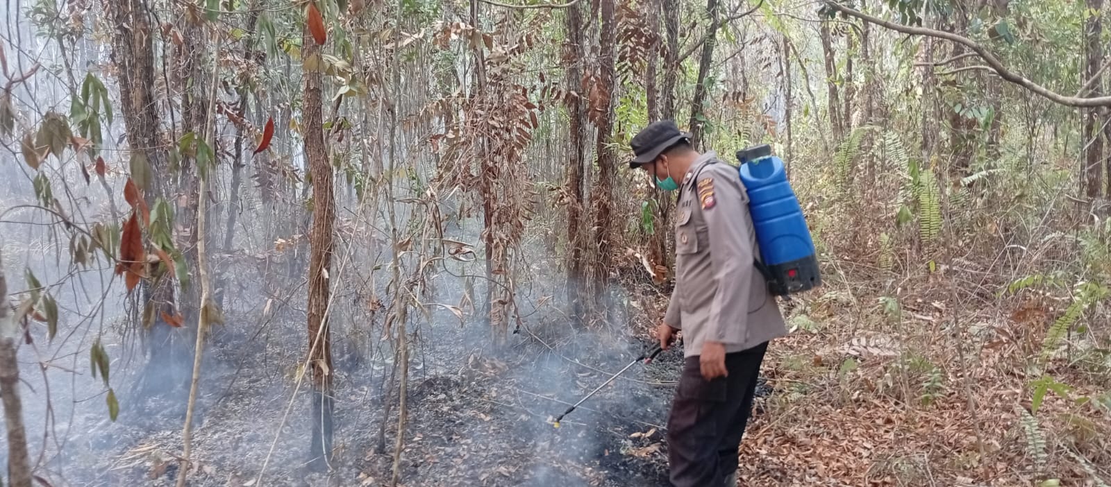 Karhutla Kembali Terjadi di Desa Pulau Jaya Tempunak, Polisi Bergerak Padamkan Api