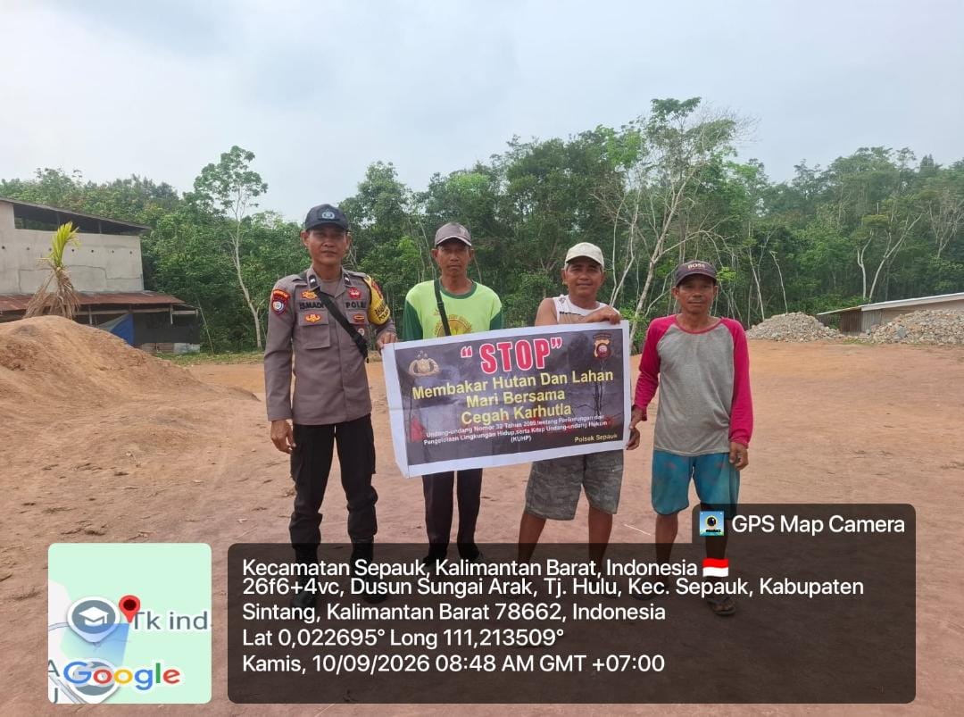 Bhabinkamtibmas Polres Sintang Serentak Ingatkan Warga Larangan Buka Lahan dengan Membakar