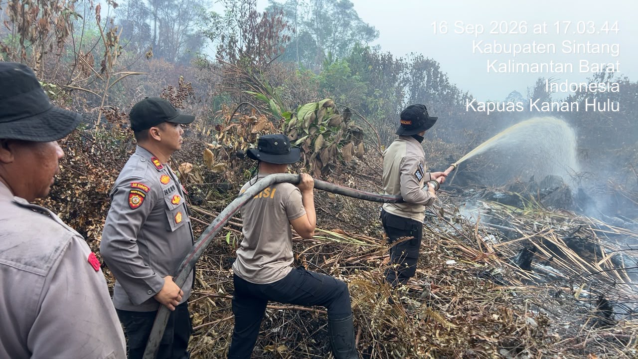 Kapolres Sintang Turun Langsung Padamkan Karhutla di Rawa Mambok