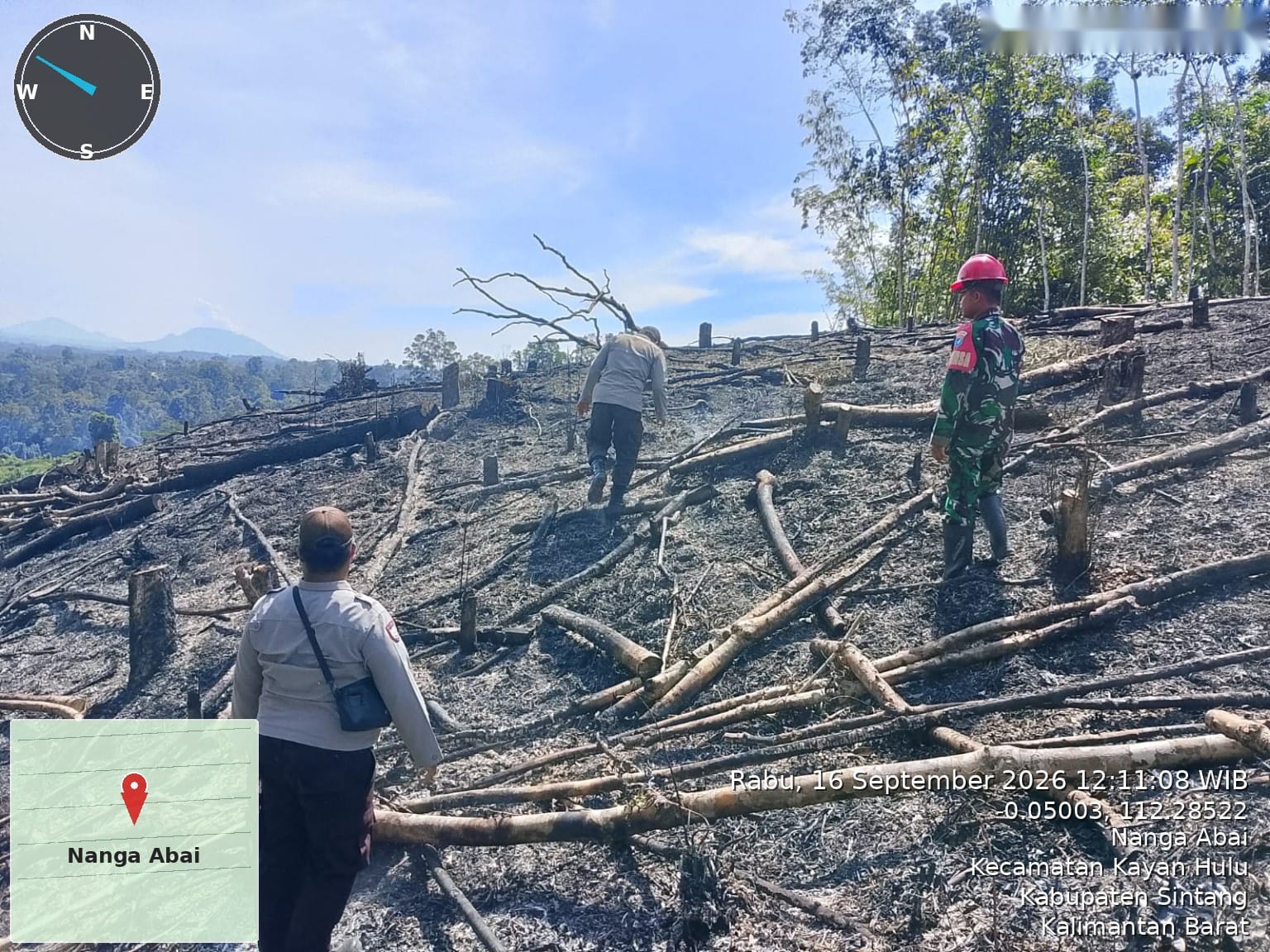 Polsek Kayan Hulu Lakukan Ground Check dan Pemadaman Hotspot di Nanga Abai