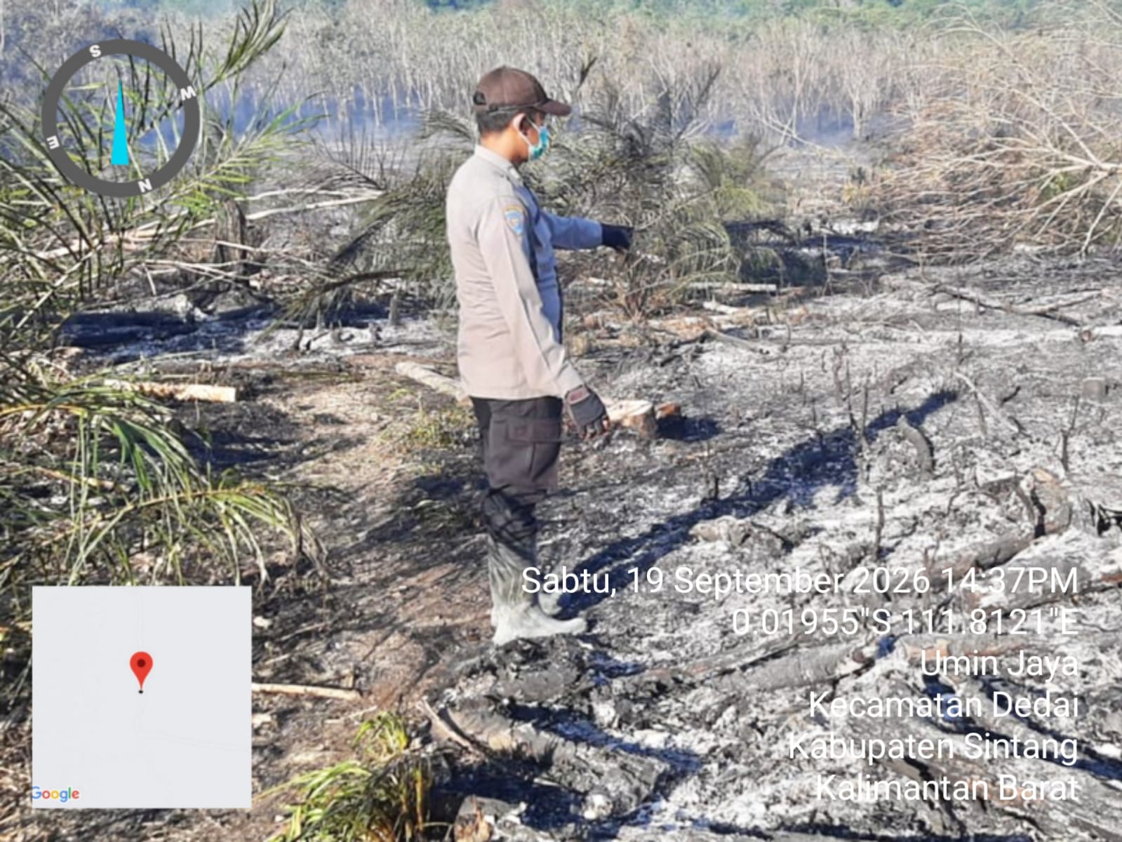 Polsek Dedai Verifikasi Hotspot di Desa Umin Jaya, Lahan Sekitar 1 Hektare Terbakar