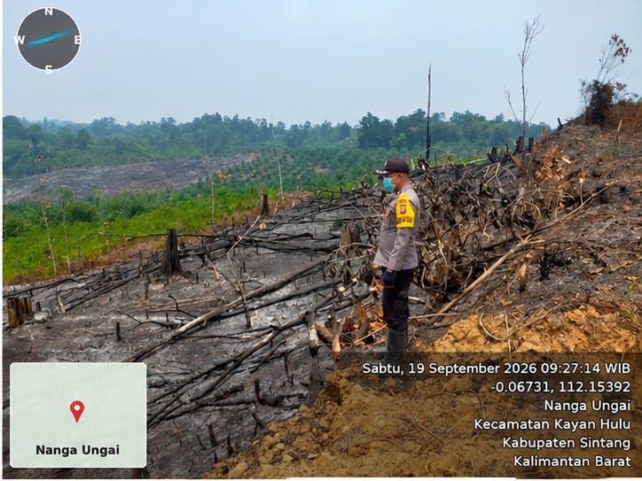 Polsek Kayan Hulu Ground Check Empat Titik Hotspot, Satu Lokasi Berhasil Dijangkau dan Dipadamkan