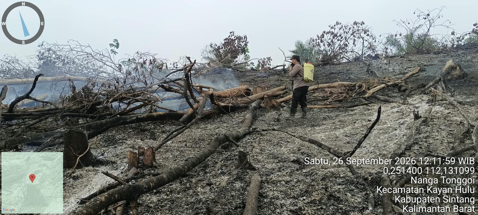 Polsek Kayan Hulu Verifikasi Hotspot 1,8 Hektare di Nanga Tonggoi, Pendinginan Gunakan X-Fire