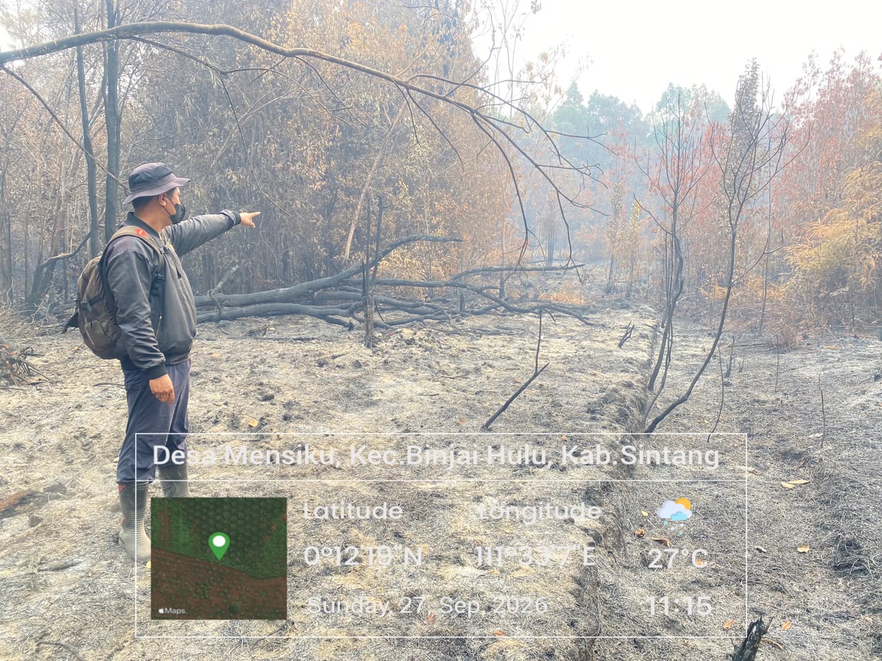 Polsek Binjai Hulu Verifikasi 3 Hotspot di Mensiku, Temukan Lahan Bekas Terbakar