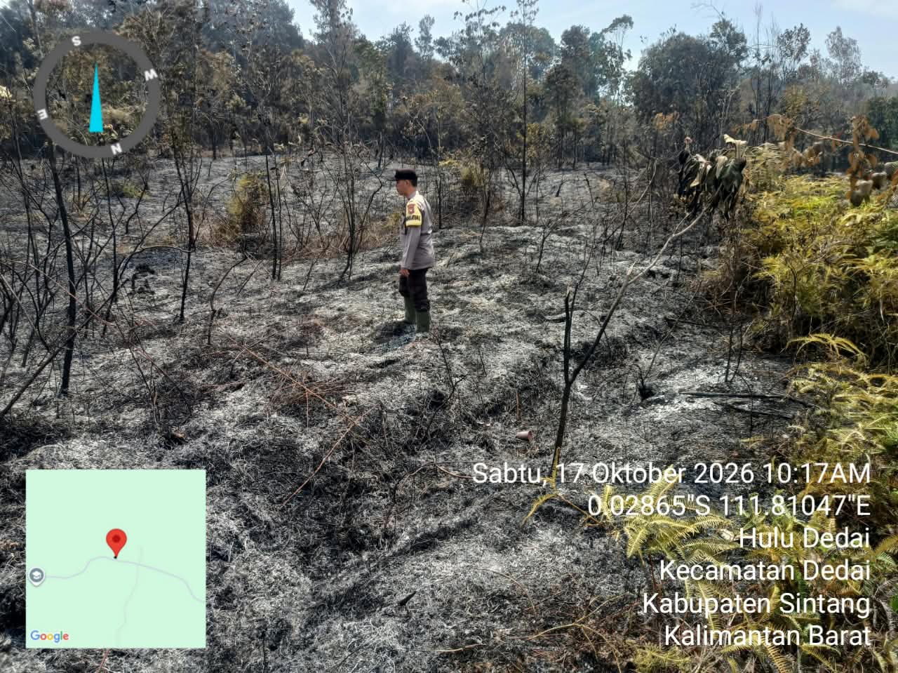 Temukan Lahan Terbakar, Polsek Dedai Cek Hotspot di Desa Hulu Dedai
